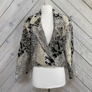 Vintage Silverado Textured Animal Print Cropped Jacket